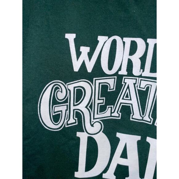 Vintage Worlds Greatest Dad Shirt Green Tee 1990s VTG Jerzees Small USA 90s - Picture 3 of 8